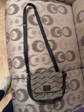 Fossil Beige and Black Quilted Crossbody